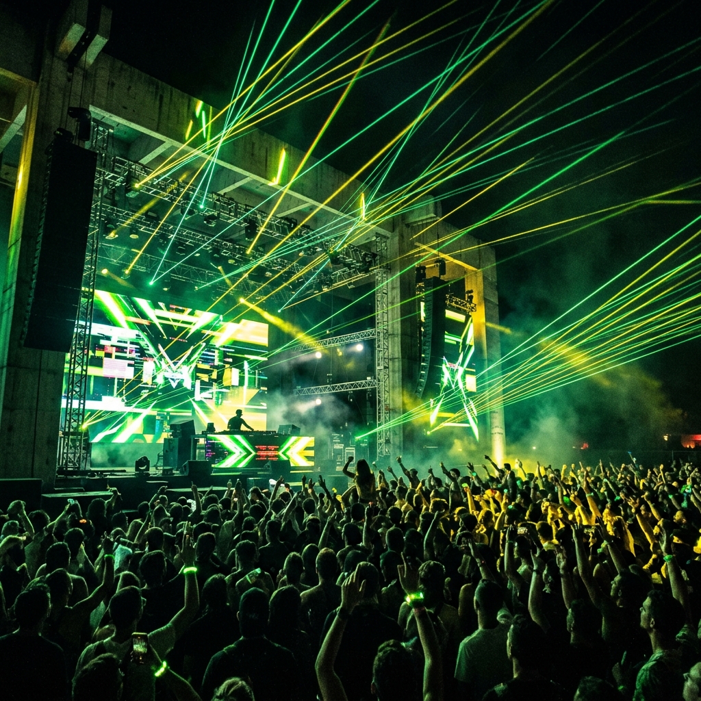 Brutalist high contrast VJ concert screen lighting visual
